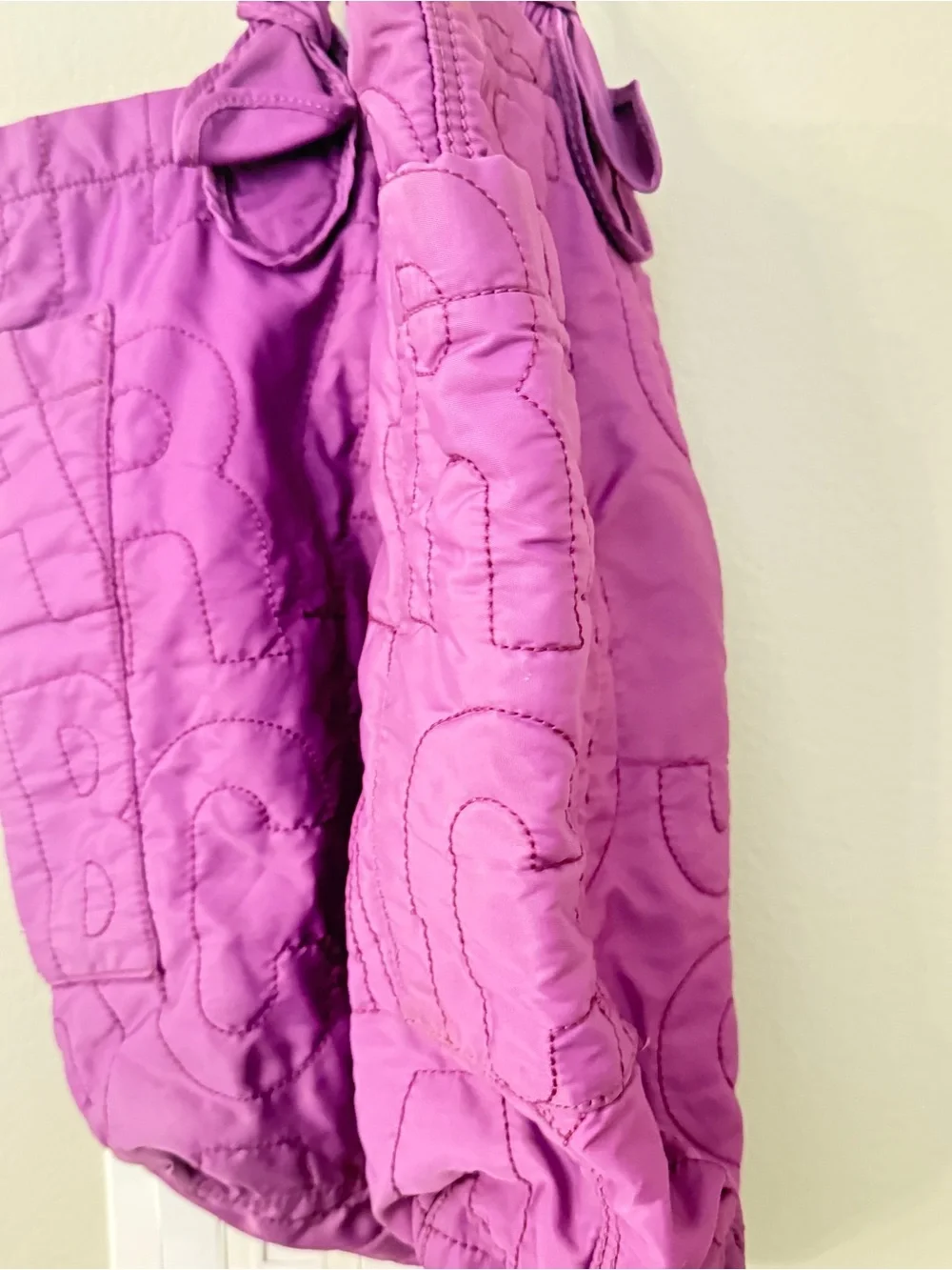 Marc by Marc Jacobs Quilted Purple Nylon Tote with Knotted Straps